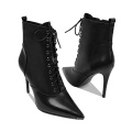 2019 Women's Genuine Leather Ankle Boots High Heel Lace A305 Daily Bootie Ladies Women Winter Custom Boots Shoes For Women